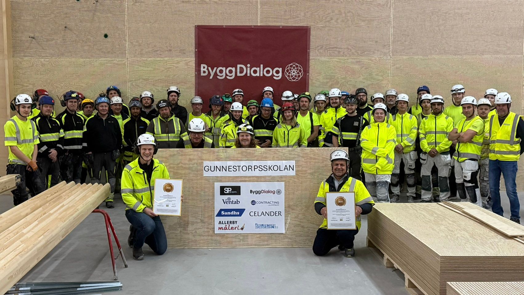 Projektgruppen för Gunnestorpsskolan samlad med PQi-diplom