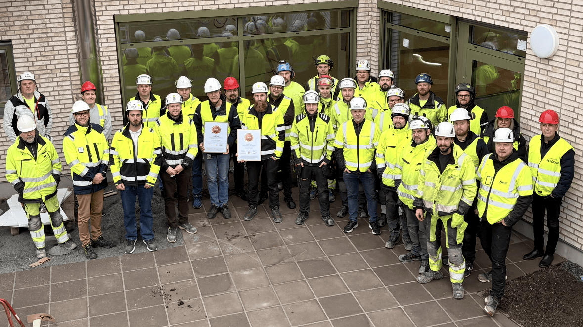 Projektgruppen för bygget av rättspsykiatrin i Sala som vunnit utmärkelsen PQi Utmärkt projektkvalitet