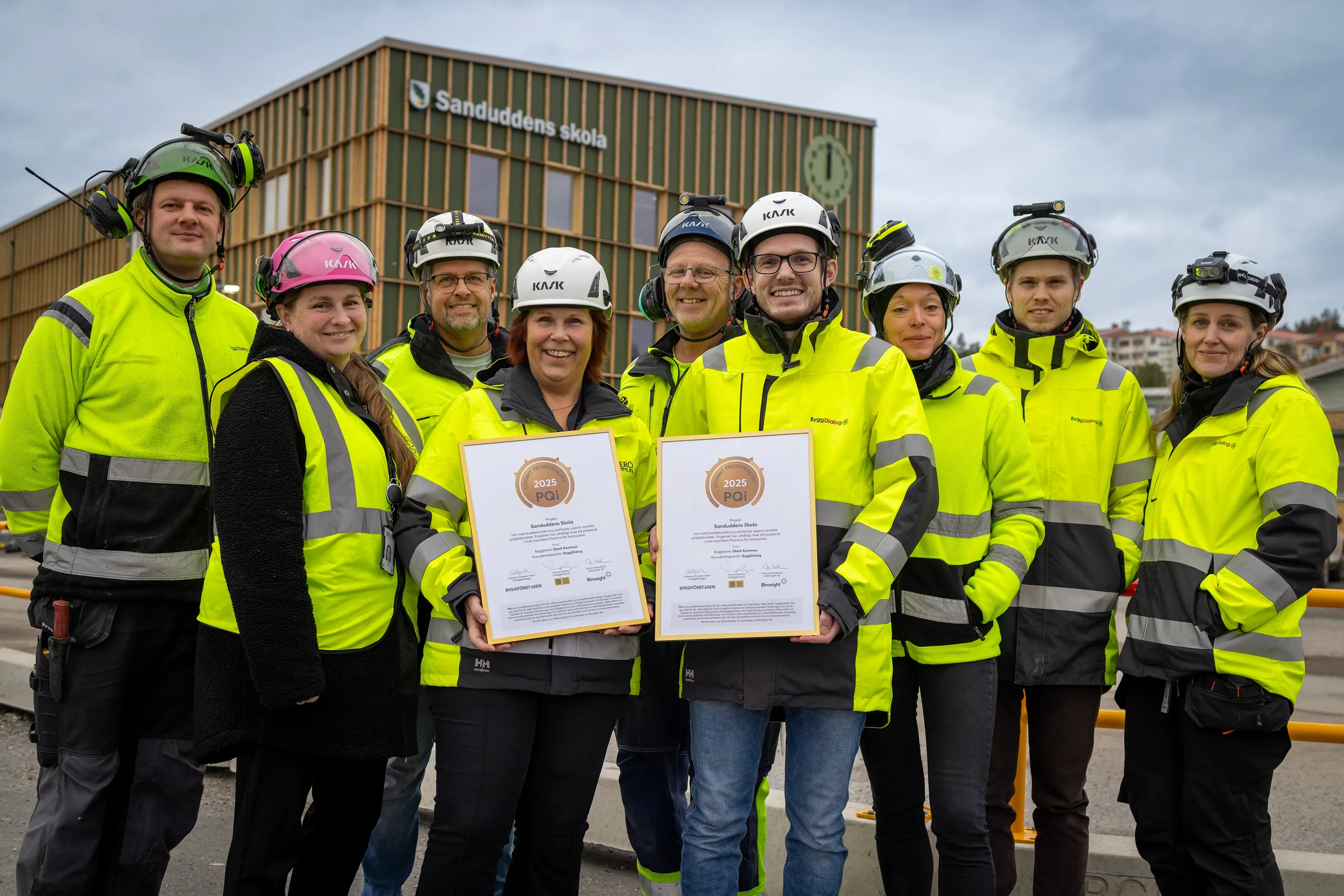 Projektgruppen i Sanduddens skola med PQI-diplom